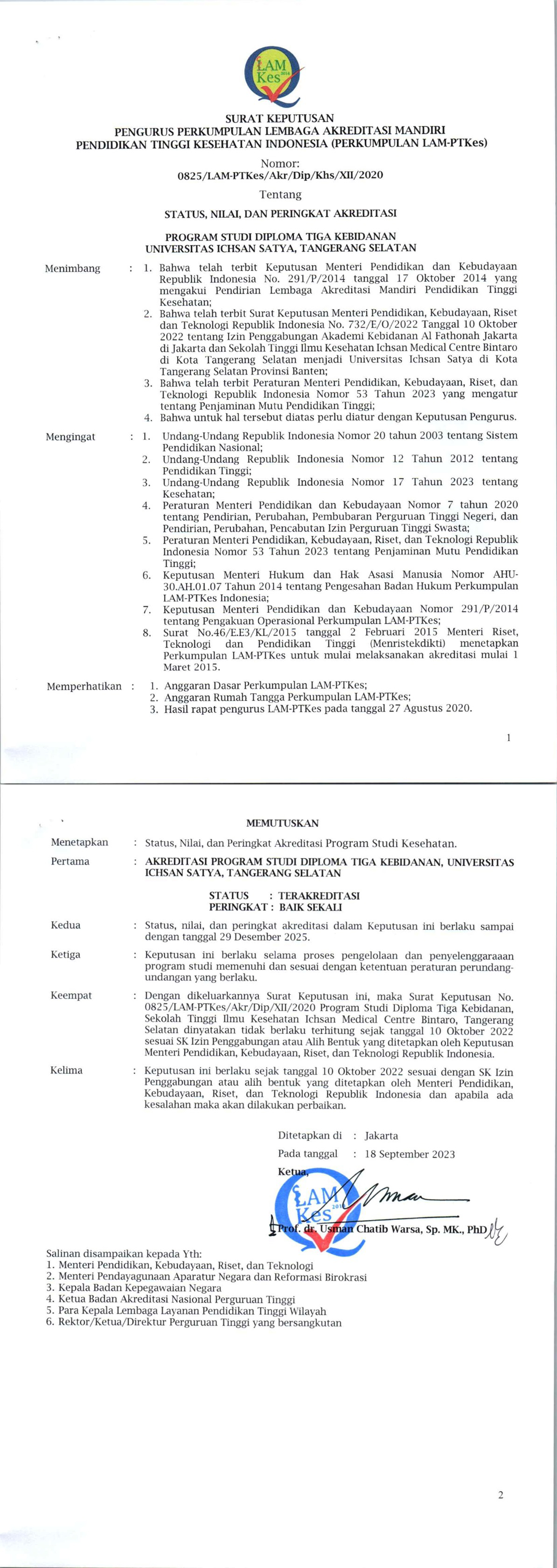 SK Akreditasi D3 Kebidanan